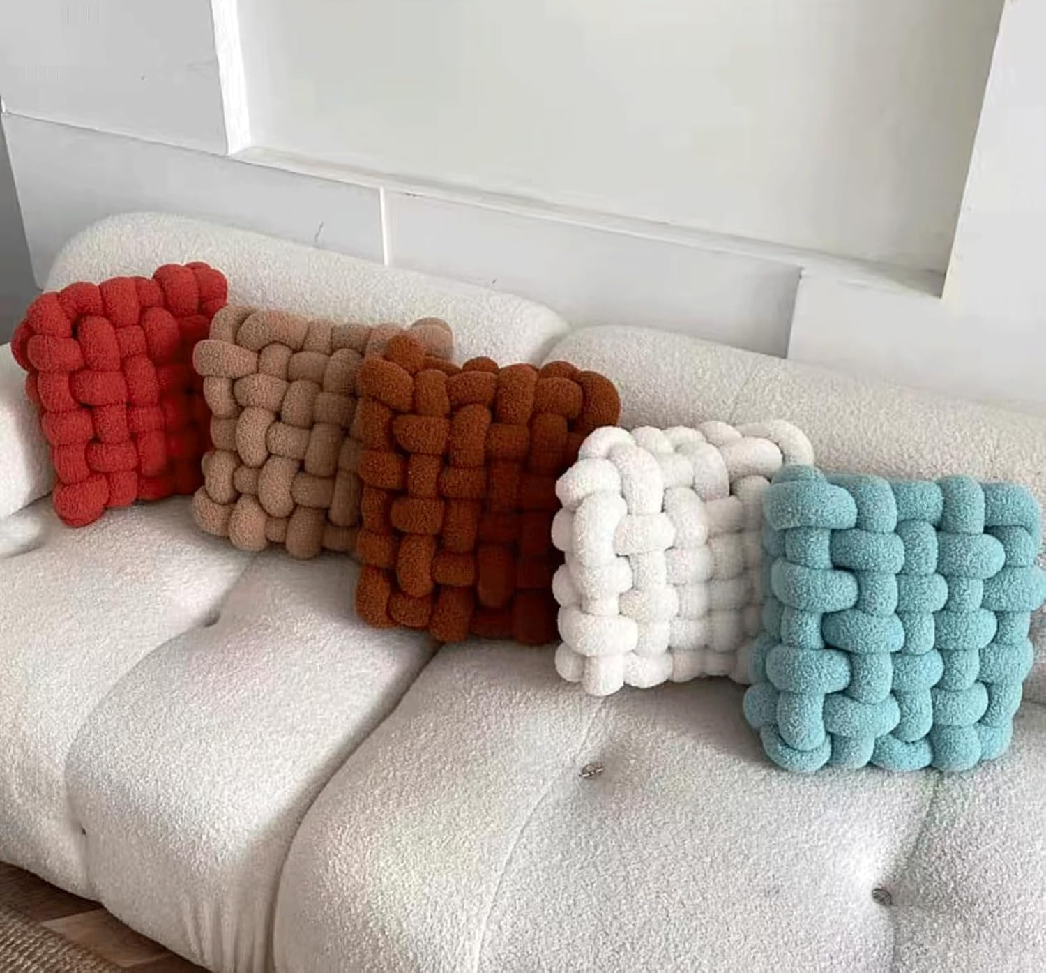 Large Knot Pillow Meditation Cushion Floor Cushions Sitting Funky Throw Pillows Chair Pillows Soft Pad Square Knotted Seat Cushions Home Decoration Living Room (Size:30 * 33 * 12cm,Color:Light Gray)