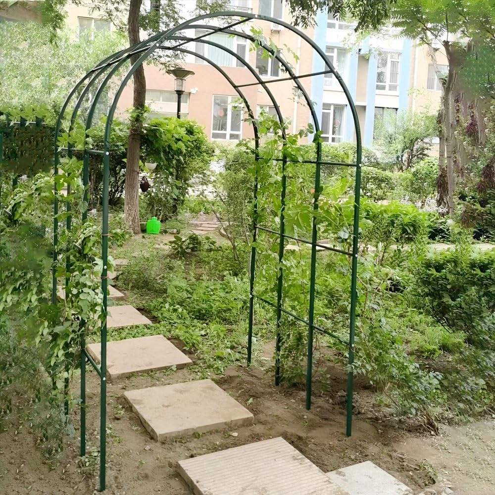 Arco per rose in metallo, per piante rampicanti, traliccio da giardino, larghezza 350 cm, altezza 200-230 cm, decorazione da giardino bianca per matrimoni e decorazioni per esterni