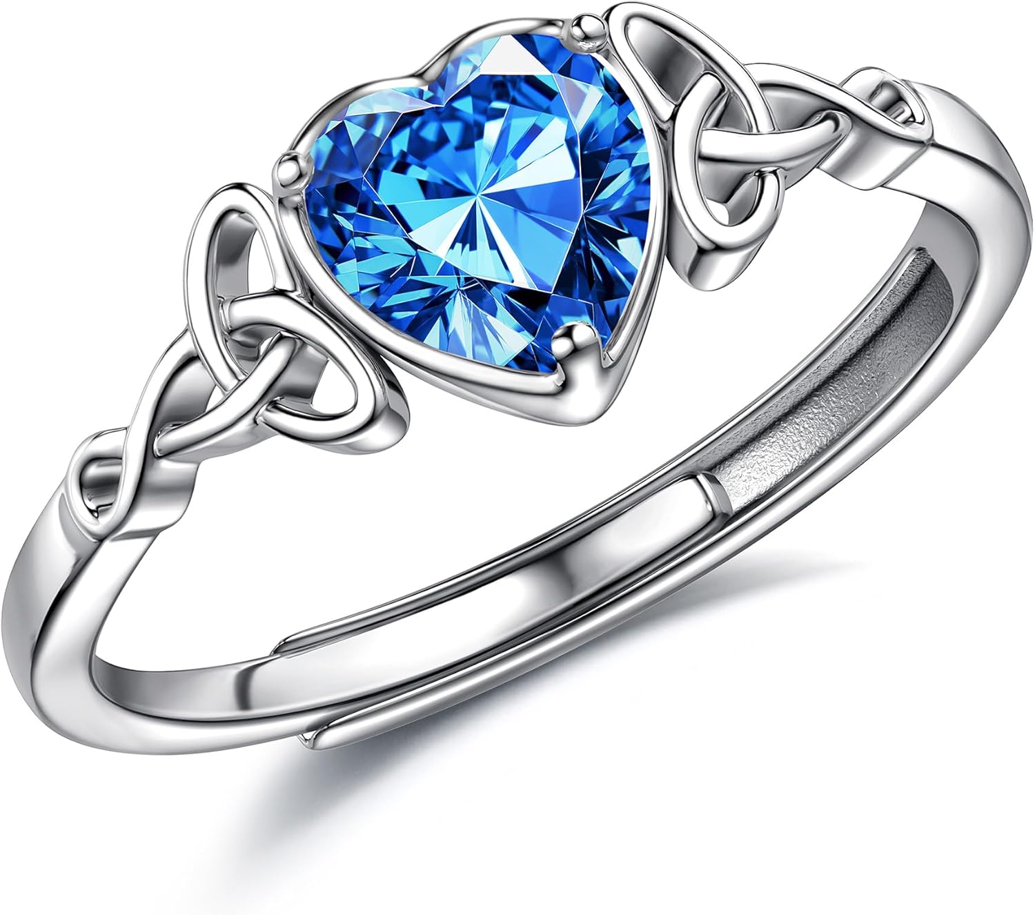 JeweBella 925 sterling zilveren ringen voor vrouwen, verstelbare hart