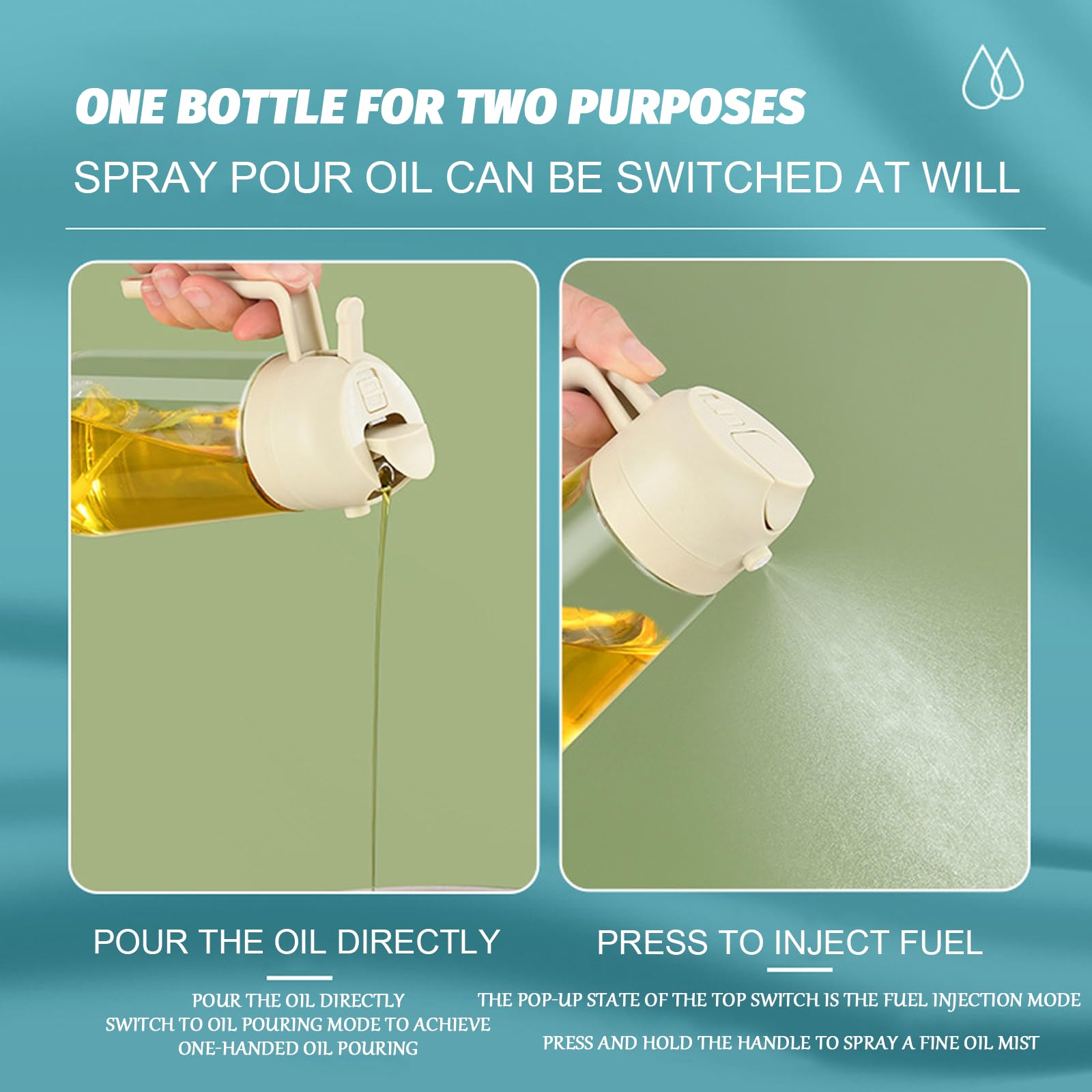Maiden 2 In 1 Oil Dispenser - Spray & Pour Cooking Oil Sprayer, Perfect for Kitchen & Barbecues