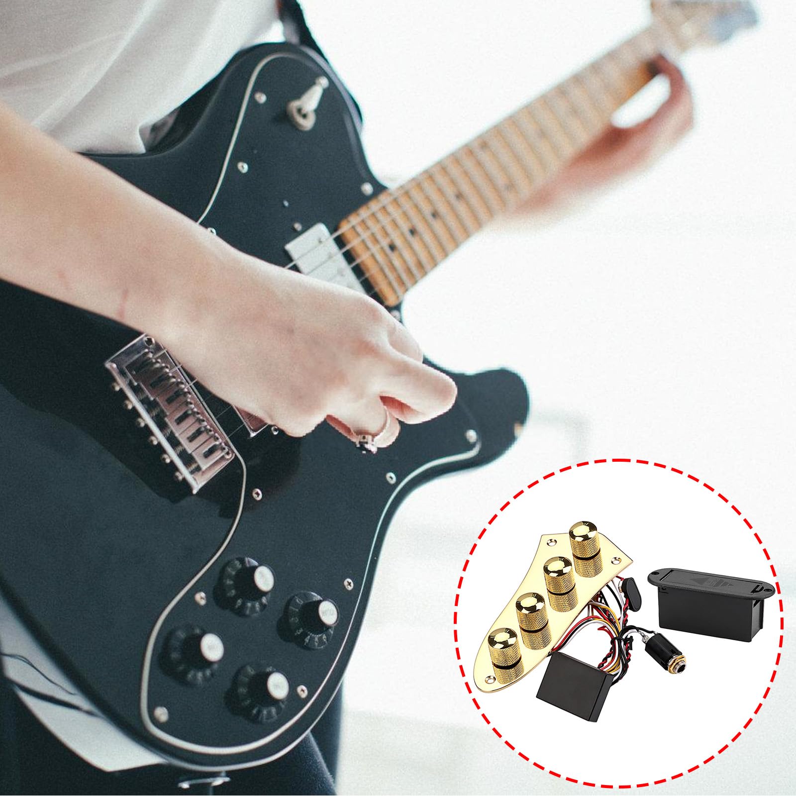 Piastra controllo per chitarra per parti ricambio per chitarra Set piastre controllo Interruttori a 4 Set precablato in metallo caricato