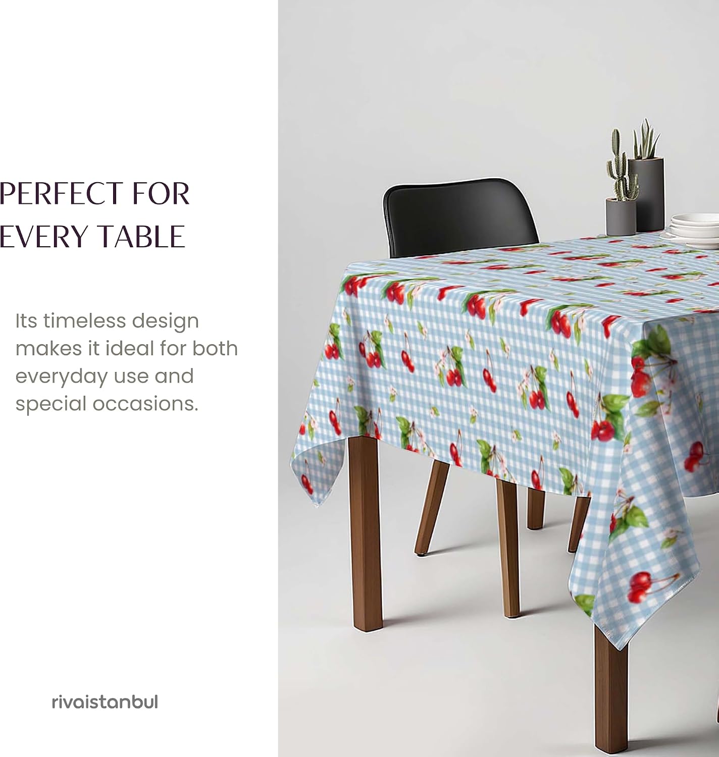 Rectangular & Round Tablecloth for Dining & Picnic | Botanical Print Fabric Table Cover for Indoor Outdoor Tables | Durable Table Cloth for Kitchen, Parties, Holidays & Everyday Use