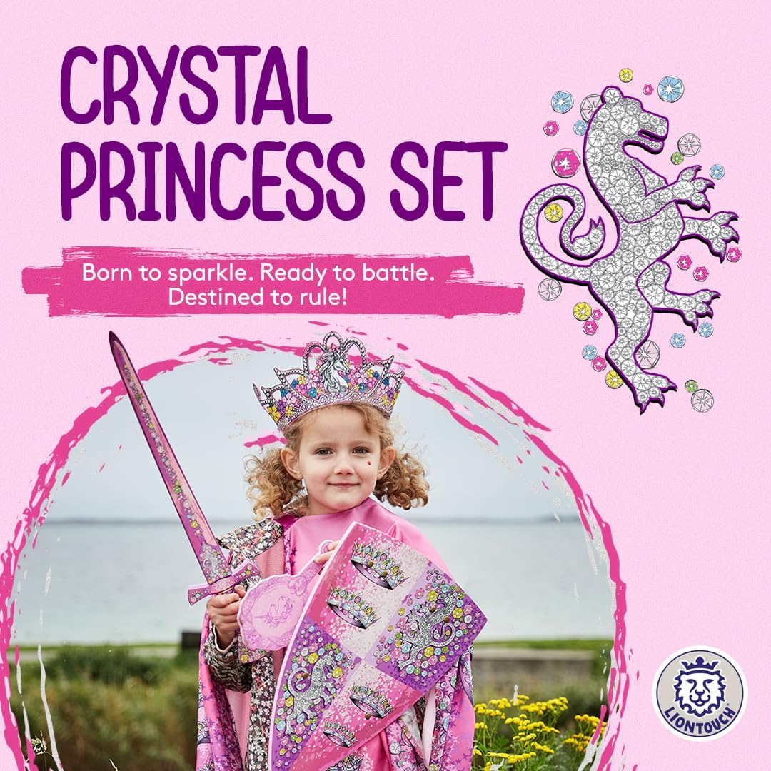 Liontouch - Crystal Princess Sword & Shield For Girls - Age 3-8 years | Medieval Toy Set in Foam For Pretend Play In Pink & Silver Lioness Style | Safe Weapon Accessories For Dress Up & Royal Costumes - Image 2