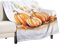 Vista 20 de Manta rústica de calabaza azul polvoriento, con estampado de acuarela, Acción de Gracias o Halloween, manta suave de 30 x 40 pulgadas, acogedora