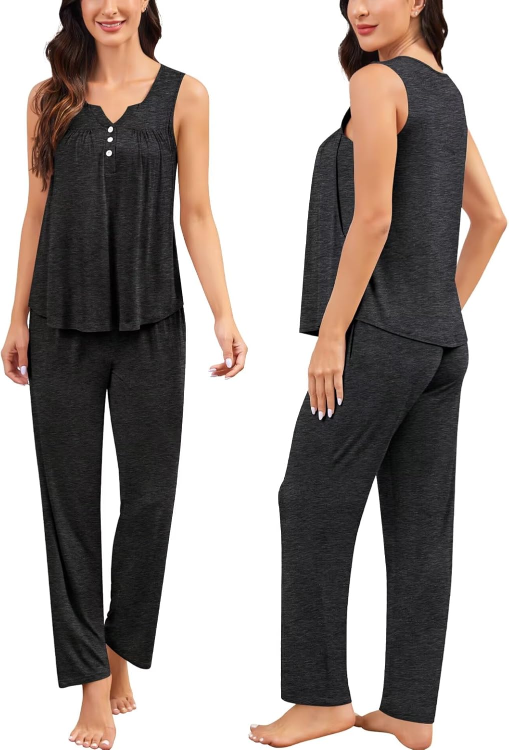 SWOMOG Maternity Nursing Pajamas Sets 3 PCS Women Postpartum Pajama Breastfeeding 3 in 1 Labor Delivery Button Pregnancy Pjs - Image 5