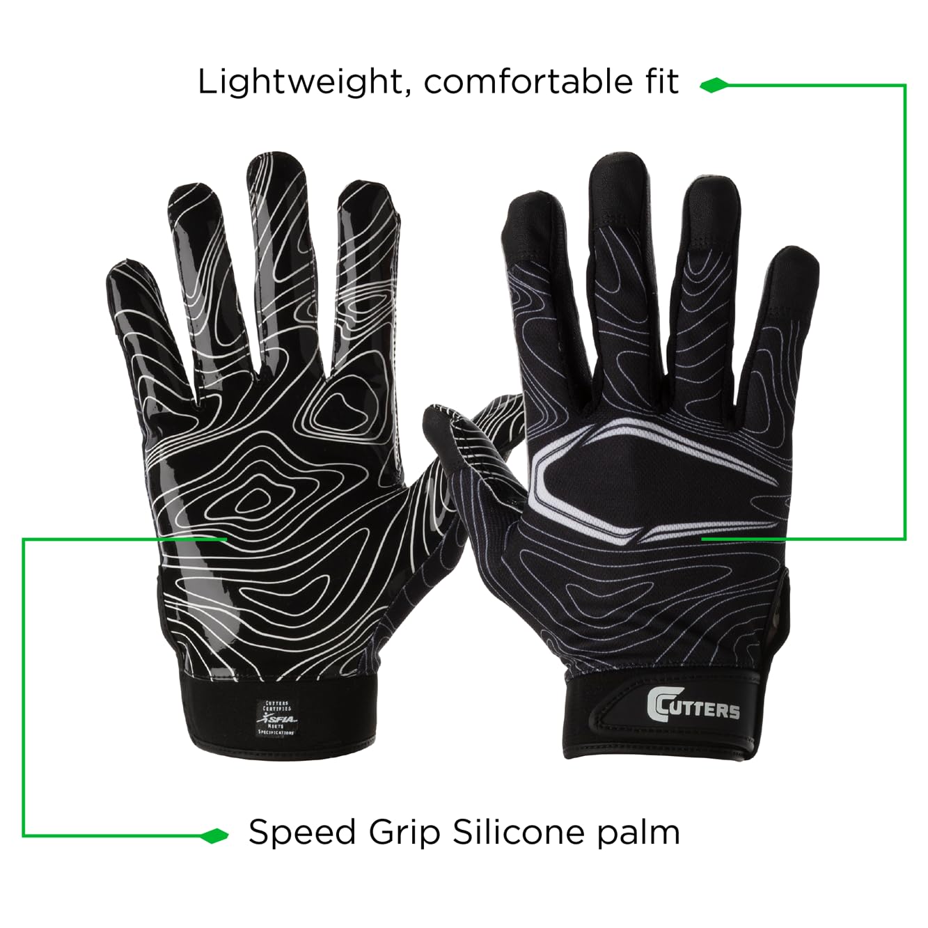 Cutters Gants de Football Game Day - Gants de Receveur - Grip Ultra Collant - Tailles Jeunes et Adultes (1 Paire)