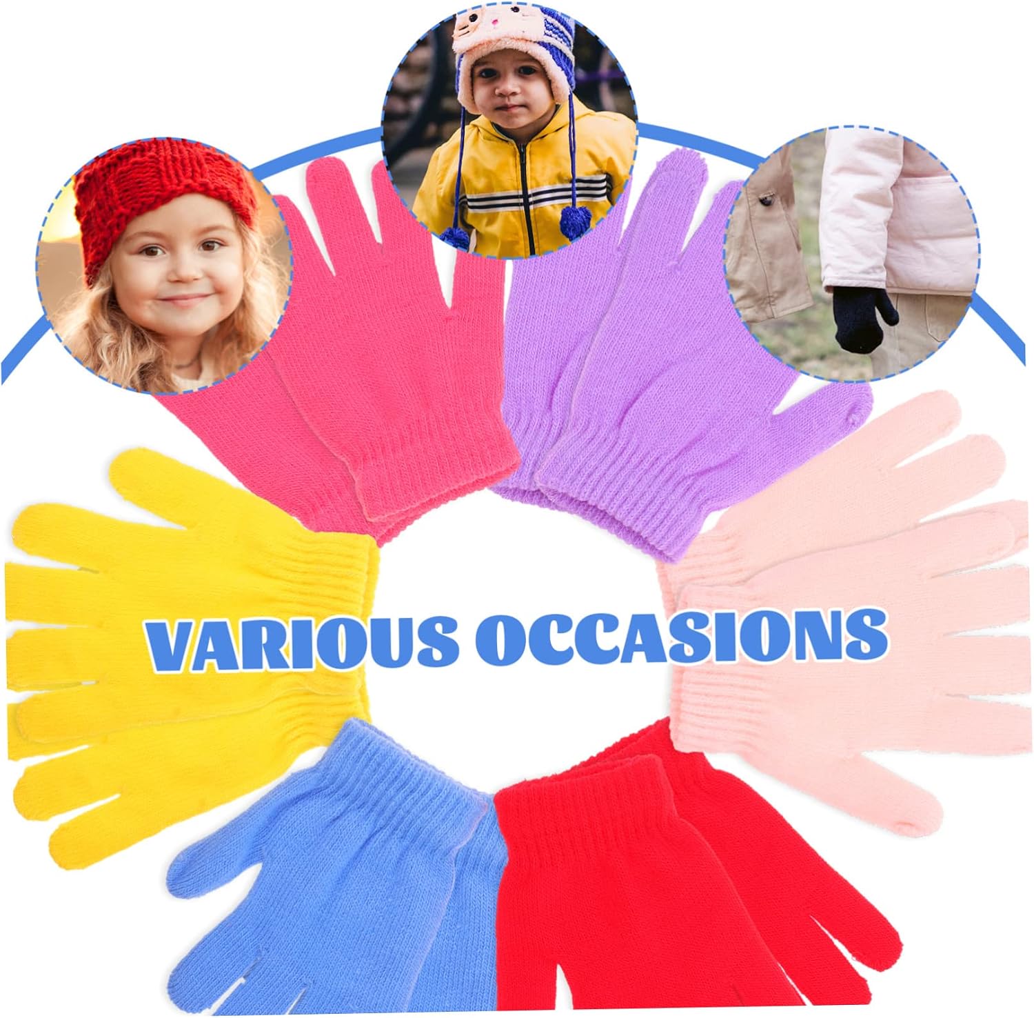 Ciieeo 18pairs Non-skid Finger Mittens for Boys and Girls Warm Fleece Winter Gloves Bright Colors for Outdoor Activities Like Skiing Snowboarding and Ice Skating