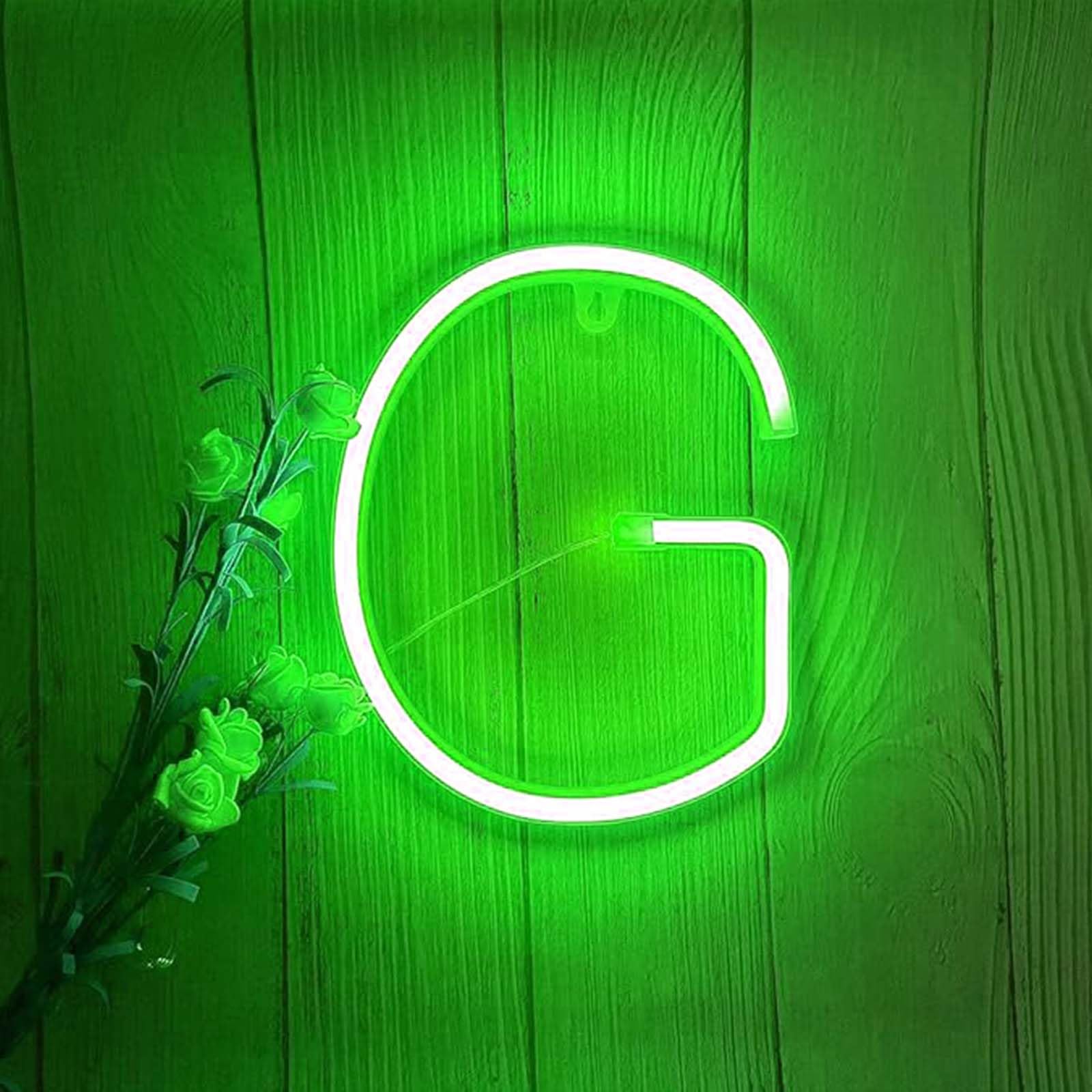 Customizable Green Neon Sign for Business & Home - Battery/USB LED Lights with Stand Perfect for Cafe Retail Photo Shoot(Letters G) — image 1