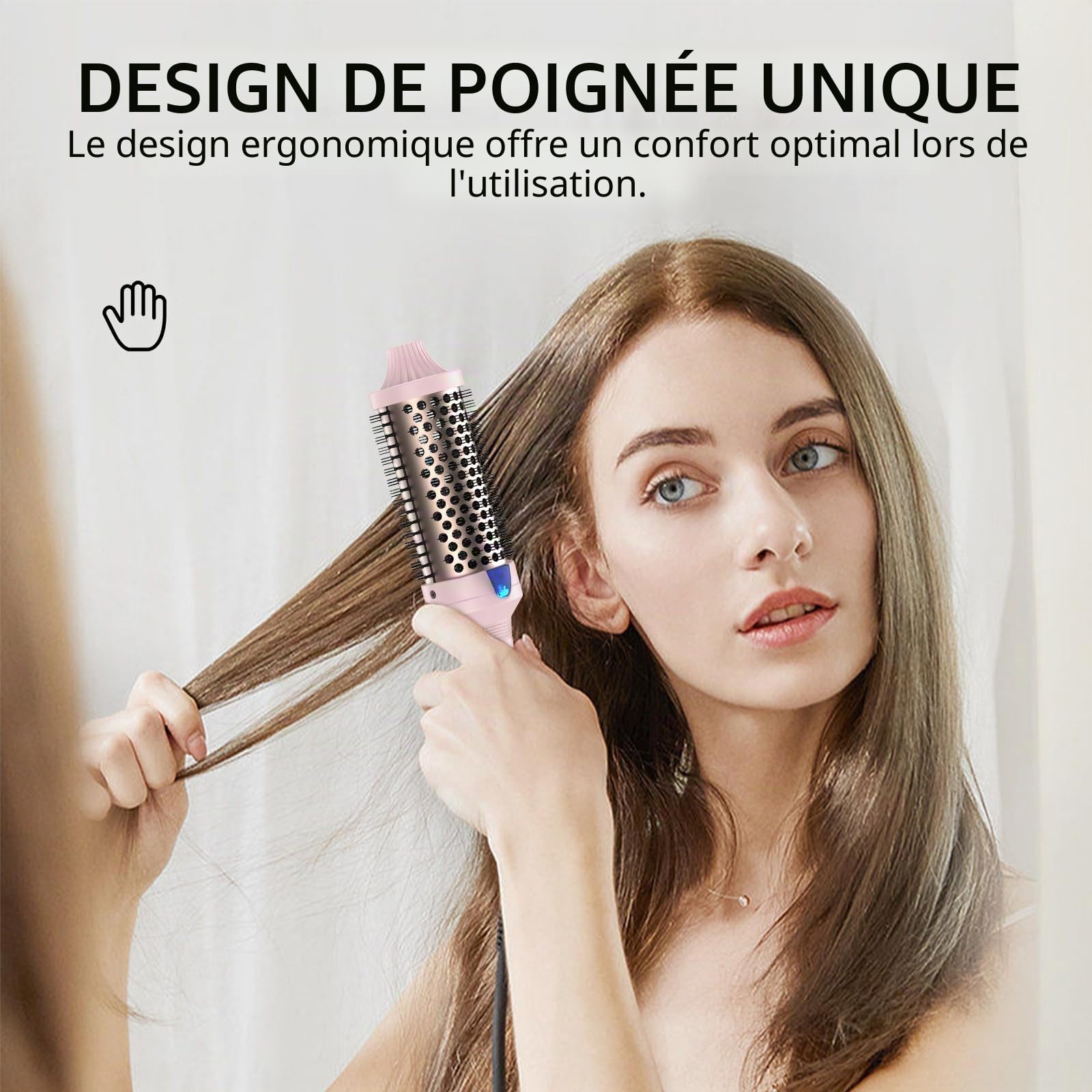 K&K Brosse thermique Keratin Thermal Brush Protect Tonneau chauffant Brosse à cheveux chaude ionique lisse Peigne volume Lisseur Bigoudis Outil de coiffage, Double tension (45 mm)
