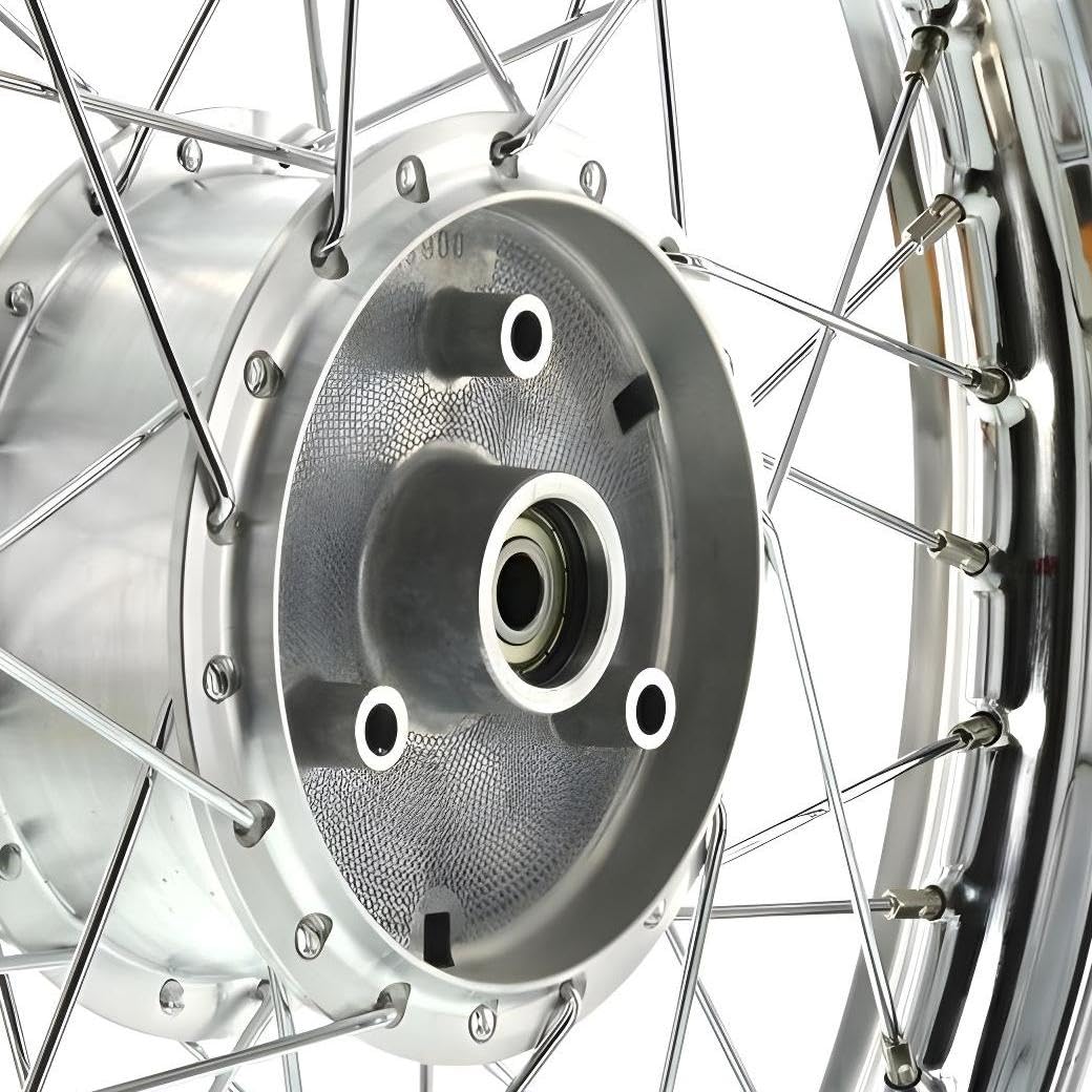 Speichenrad 1,5x16 Zoll Stahlfelge, verchromt + Chromspeichen + Tuning-Radnabe