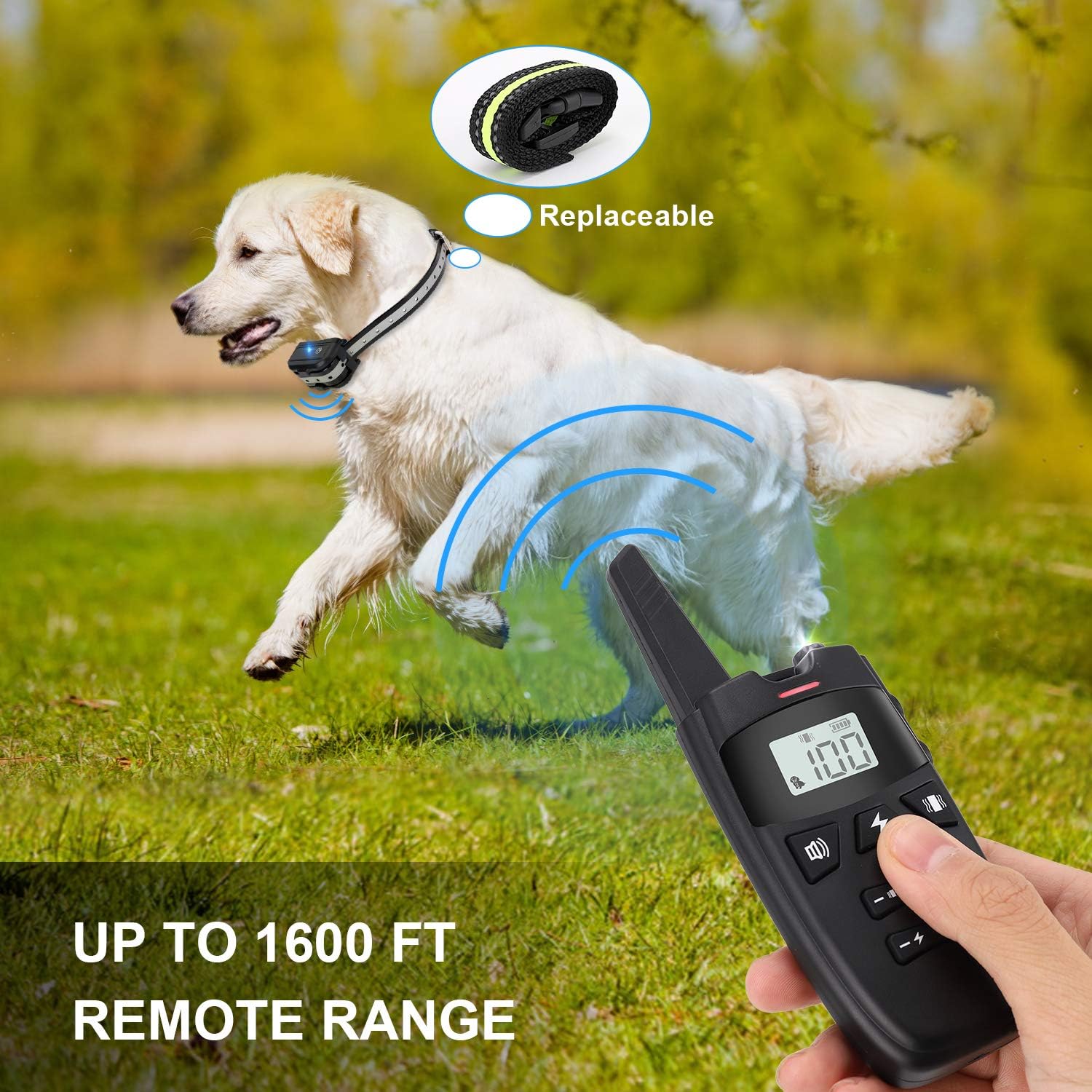 Dog Training Collar with Remote—Shock Collar for Dogs UP to 1600 Ft Range,Rechargeable& Waterproof Shock Collar with Vibration/Shock/Beep 1-100 Levels,2 Adjustable Collar for Small Medium Large Dogs