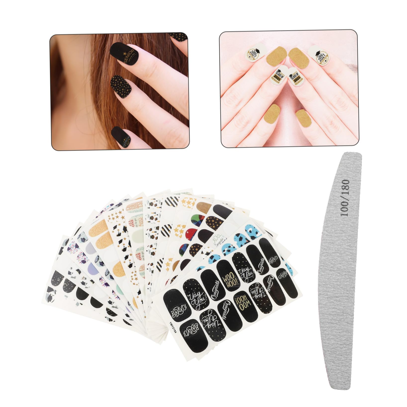 Housoutil 48fogli Adesivi Per Unghie Decorazioni Per Unghie Creative e Tra Fantasie e Pratiche Per Nail Art