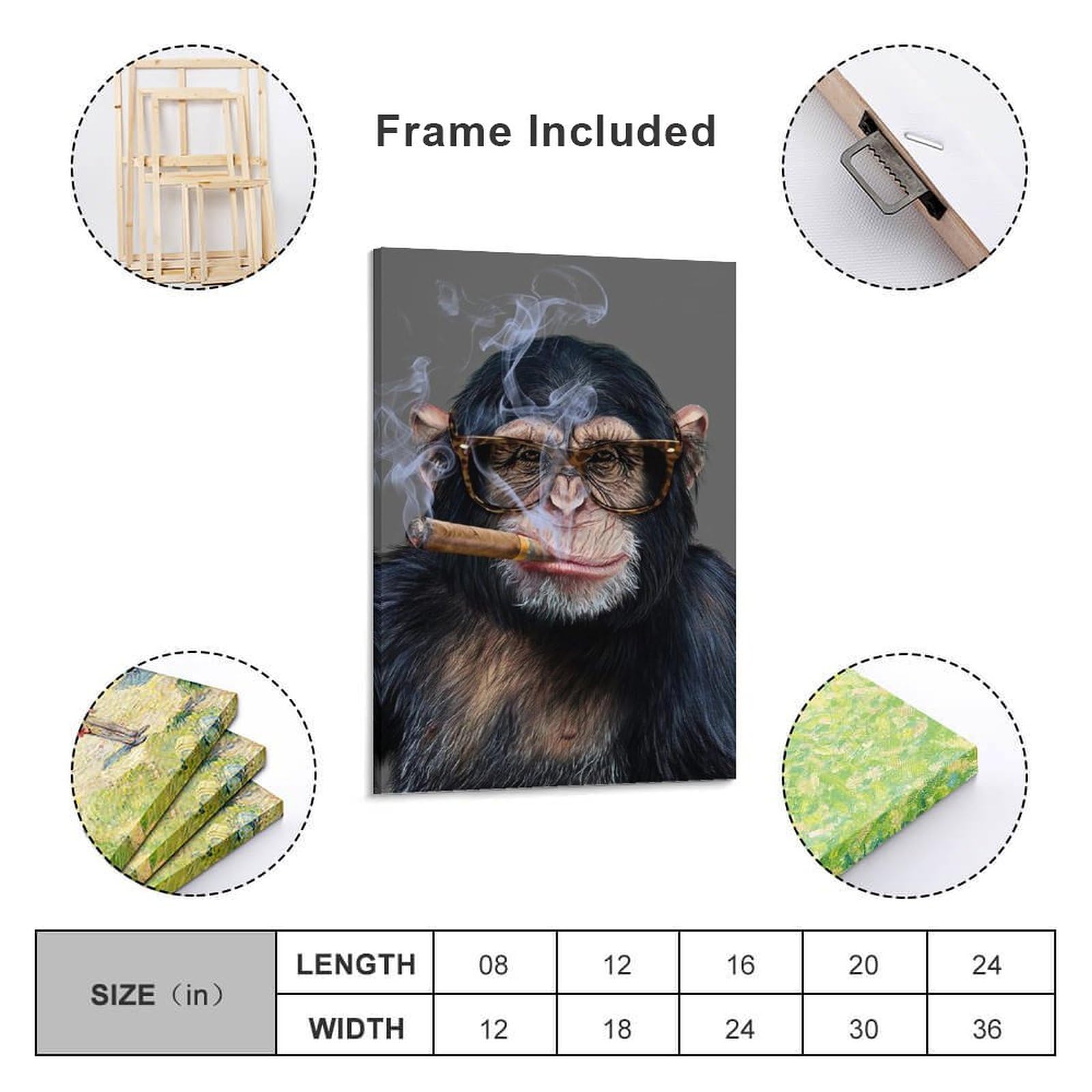 Amazon.co.jp: ゴリラ たばこを吸う 面白い動物の写真 ポスター