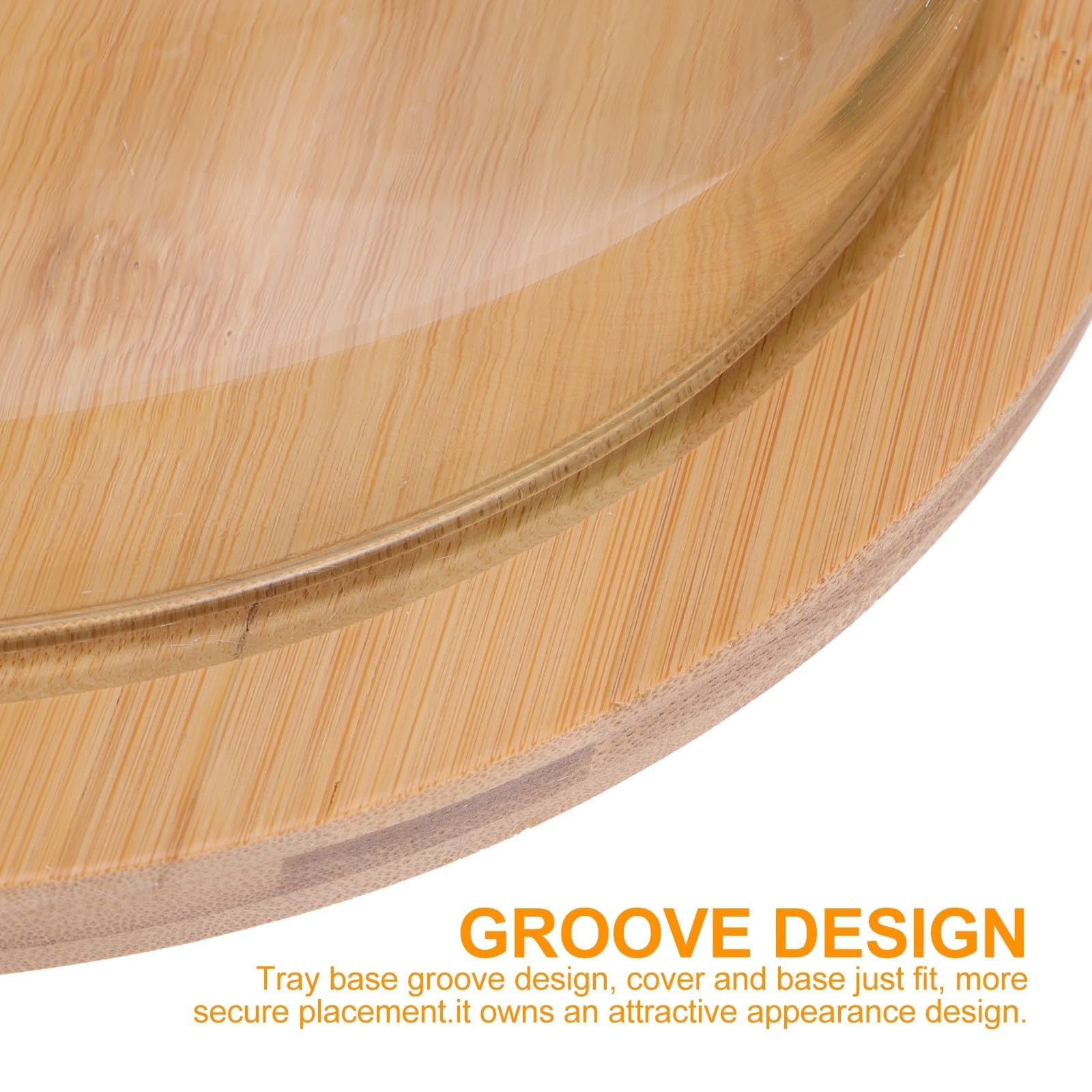 Plat à Gâteau avec Couvercle en Verre et Plateau Tournant en Bois