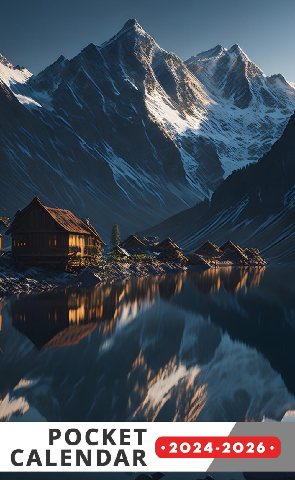 Pocket Calendar 2024 - 2026: Three-Year Monthly Planner for Purse , 36 Months from January 2024 to December 2026 | Tranquil mountain village | Peaceful lake | Majestic peaks