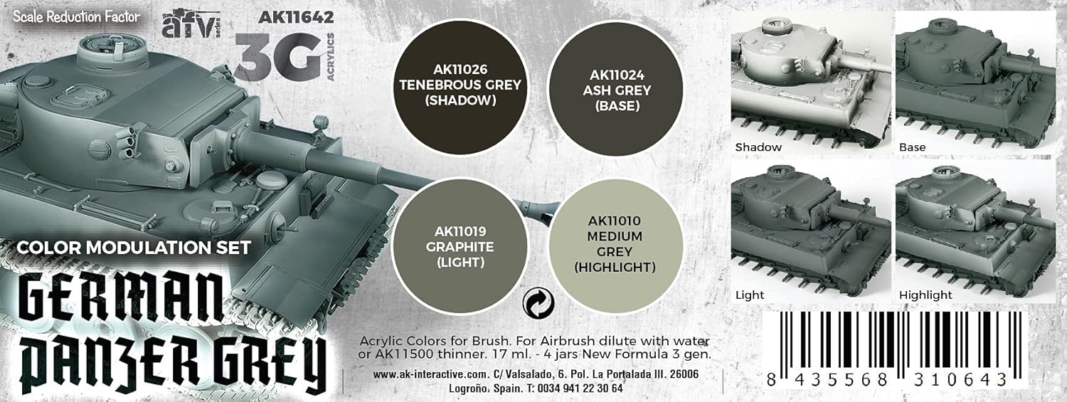 AK Interactive 3G Modulation German Panzer Grey - Plastic Modelling Paints & Accessories, Item # AK-11642