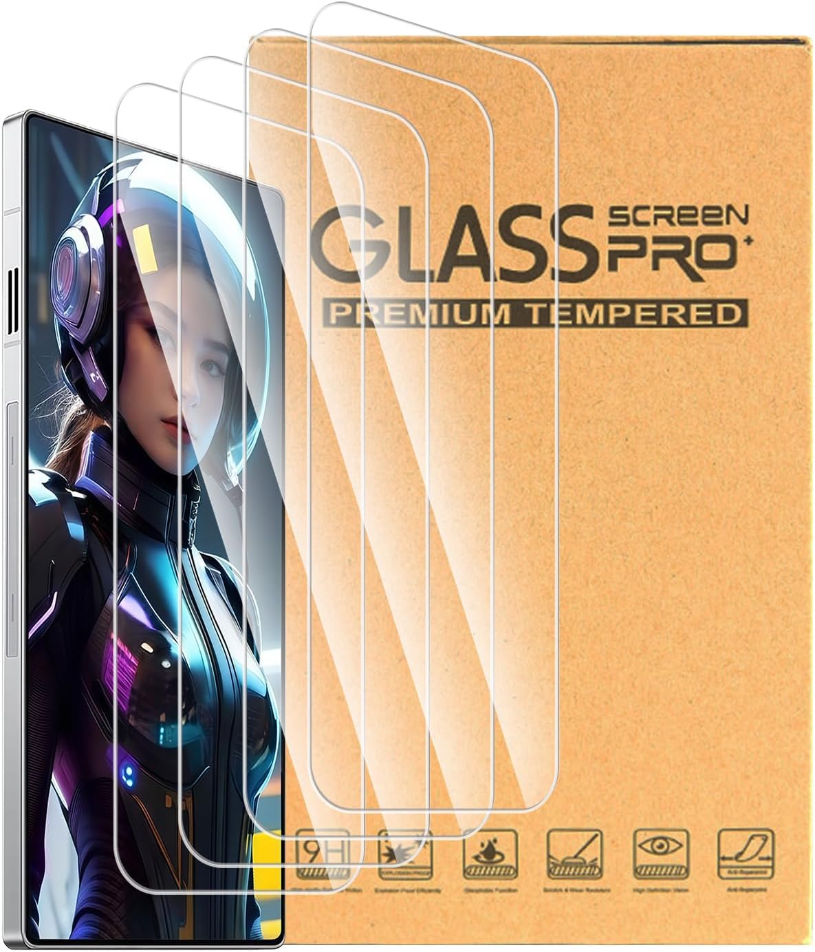Pack of 4 Tempered Glass Compatible with Nubia Red Magic 11 Pro+ Golden Saga 6.8 Inch Screen Protector - 9H Hardness HD Clear Anti-Fingerprint Screen Protector
