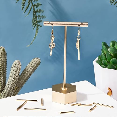 Miniatura 5 de Beebeecraft 1 caja de 30 piezas de 3 tamaños chapados en oro de 18 quilates verticales colgantes de barra de columna de fabricación de joyas para