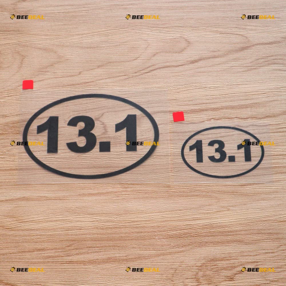 13.1 Half Marathon Run Oval Runner Sticker Decal Vinyl - 2 Pack Black, 3 Inches, 5 Inches - No Background Die Cut for Car Boat Laptop Cup