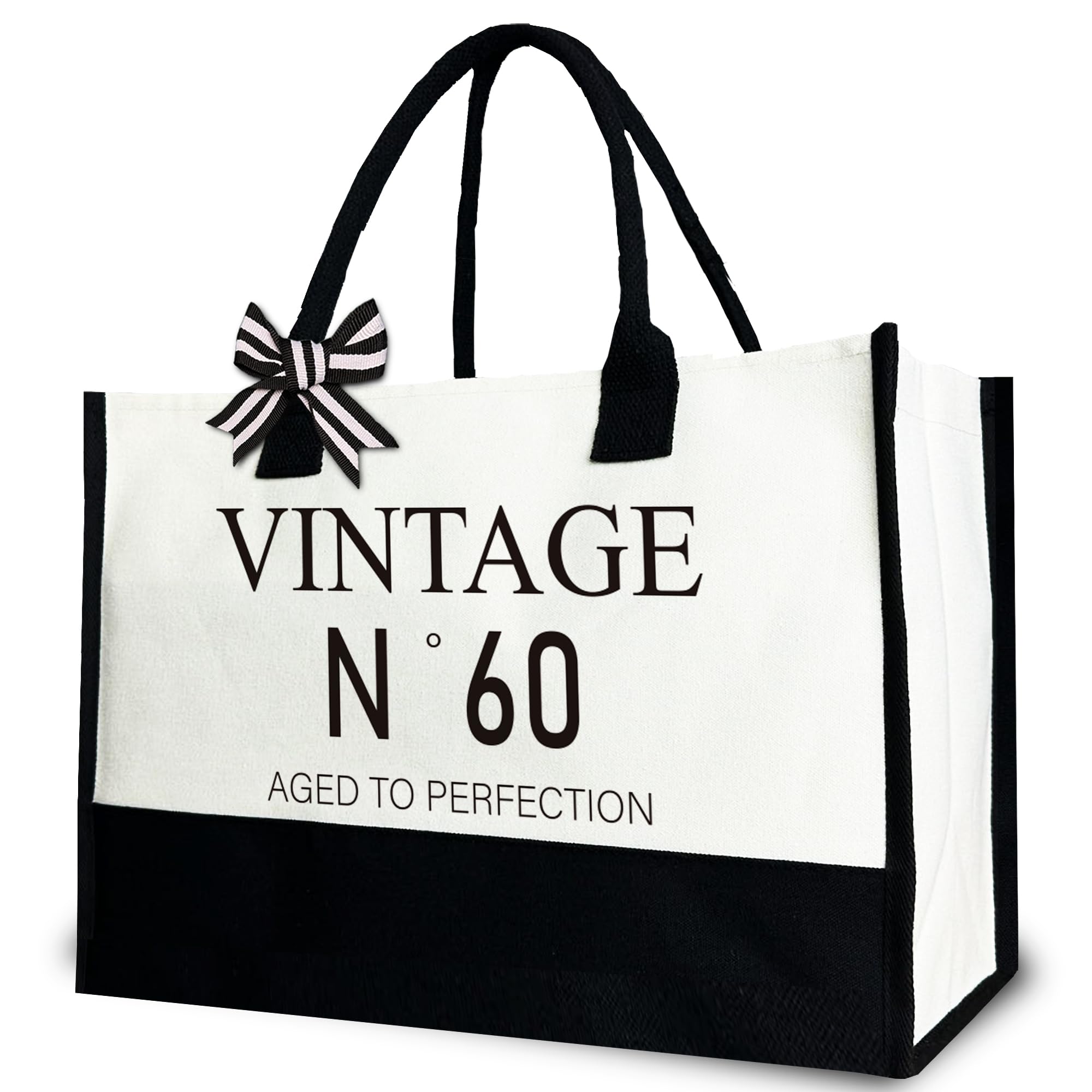 60th Birthday Tote Bag for Women Vintage N 60 Canvas Tote Bag Gift for Her Birthday 12x17 inch