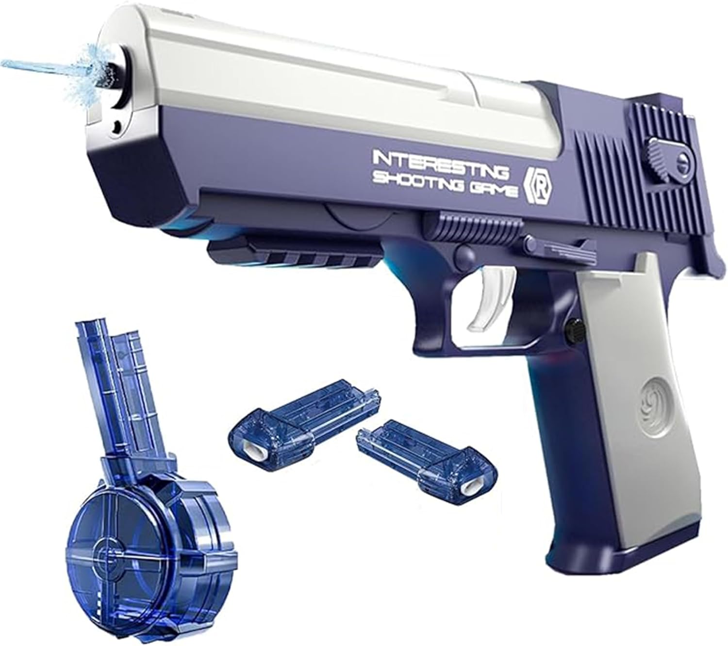 Electric Water Gun Toy 2*60cc+500cc High Capacity Water Guns for Adults & Kids, 32ft Range Water Squirt Guns,Summer Water Toys Electric Squirt Gun for Beach Pool Swimming Outdoor Party（Blue）