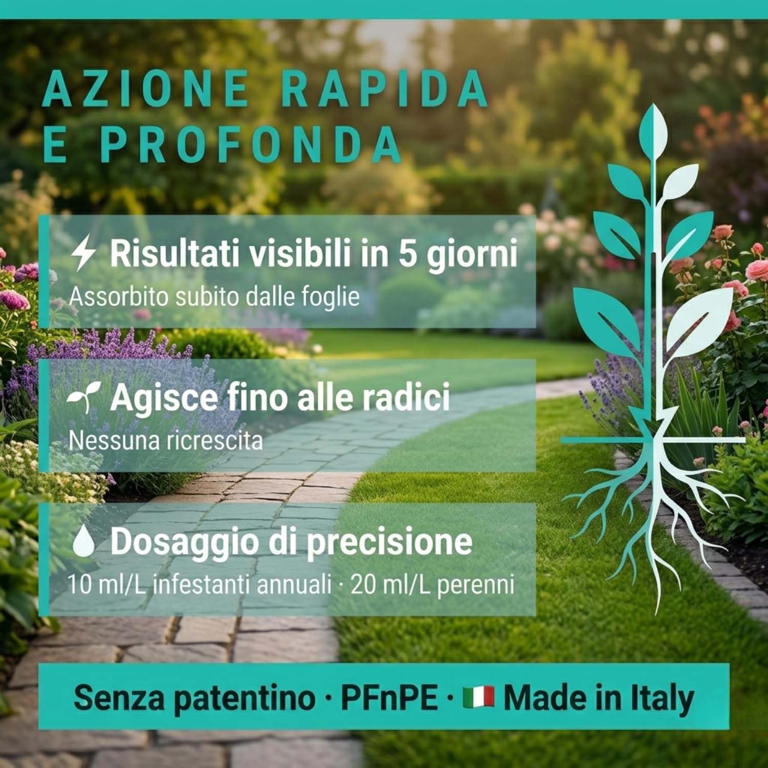 LERAVA® Diserbante Totale Potente (2x500 ml) - Glifosato erbicida contro erbacce
