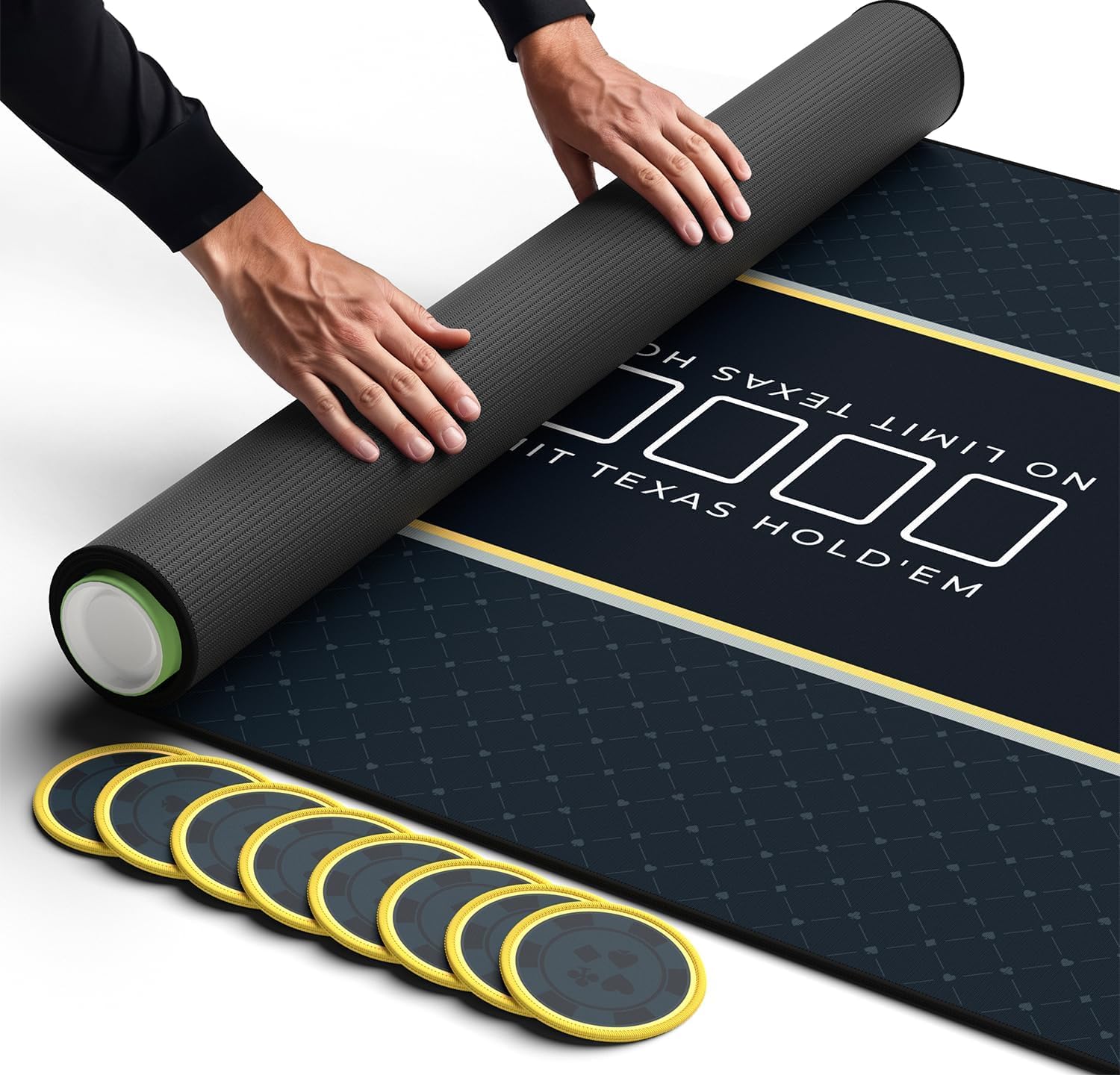 Sponsored Ad – Newverest Poker Table Top 178 x 89 cm, Texas Hold'em Poker Mat for Home Game Nights Up to 10 Players, Casino Poker Topper Cloth for Tables in Storage Bag with 8 Coasters in Gift-Ready Box