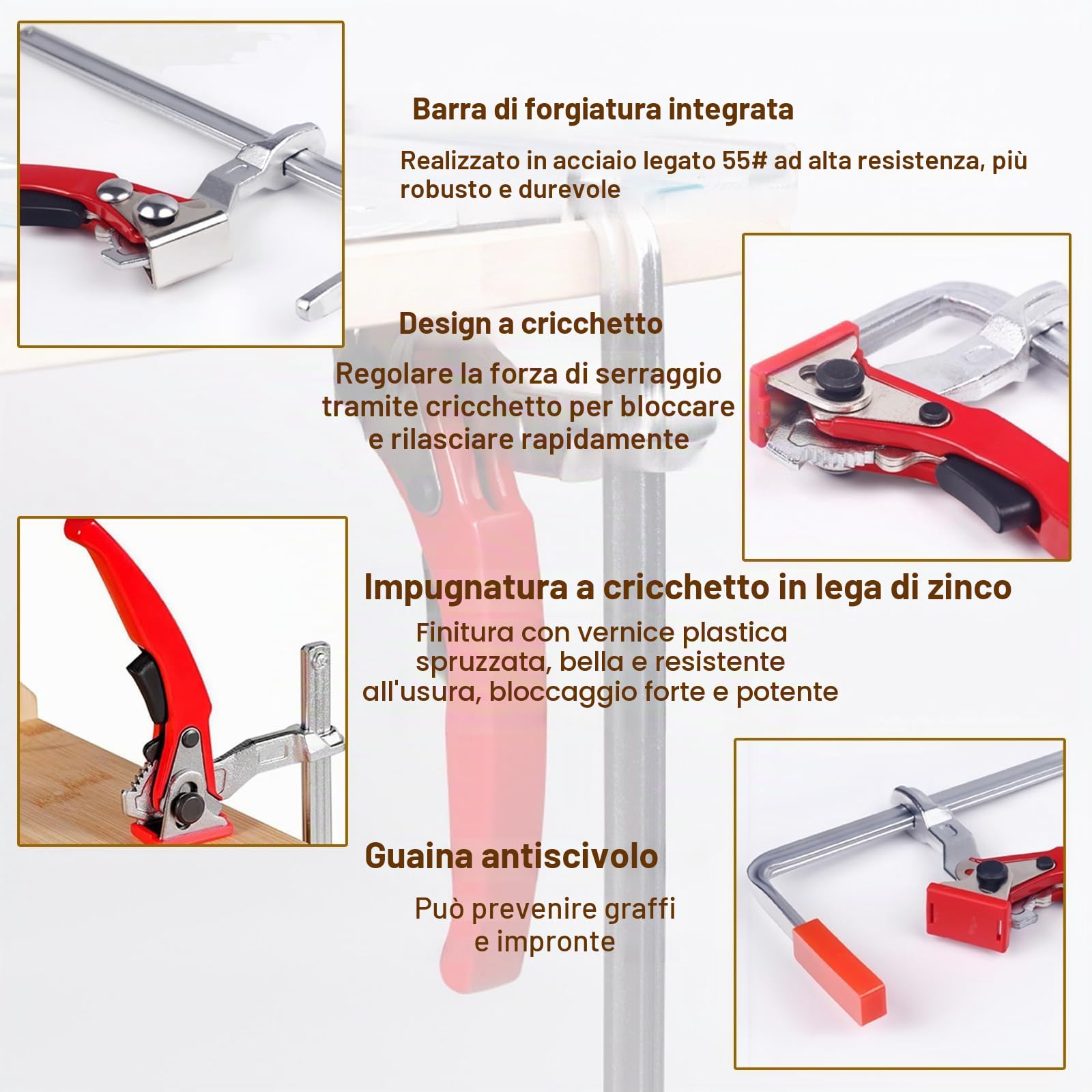 2 Pezzi Morsetti a Vite, Capacità 160mm e Profondità Della Gola 60mm, Morsetto a Vite, Morsetto da Tavolo Tutto in Acciaio, Morsetto a una Mano, per Legno da Falegname