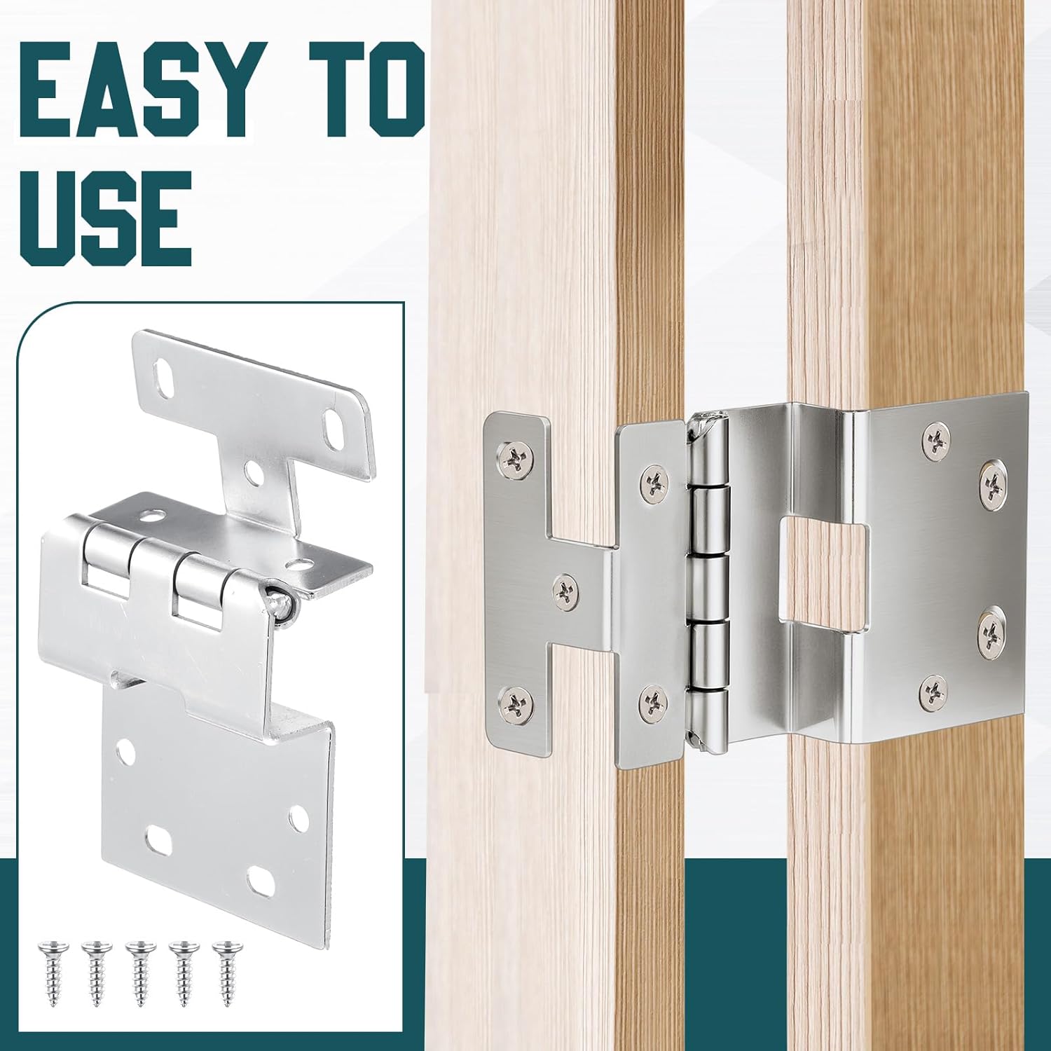 Yaocom 6 Pcs Five-Knuckle Hinge for 3/4" Door Thickness, 270 Degree Institutional Hinge, Silver Powder Finish for Institutional Use in Hospitals, Schools, and Other Comercial Settings