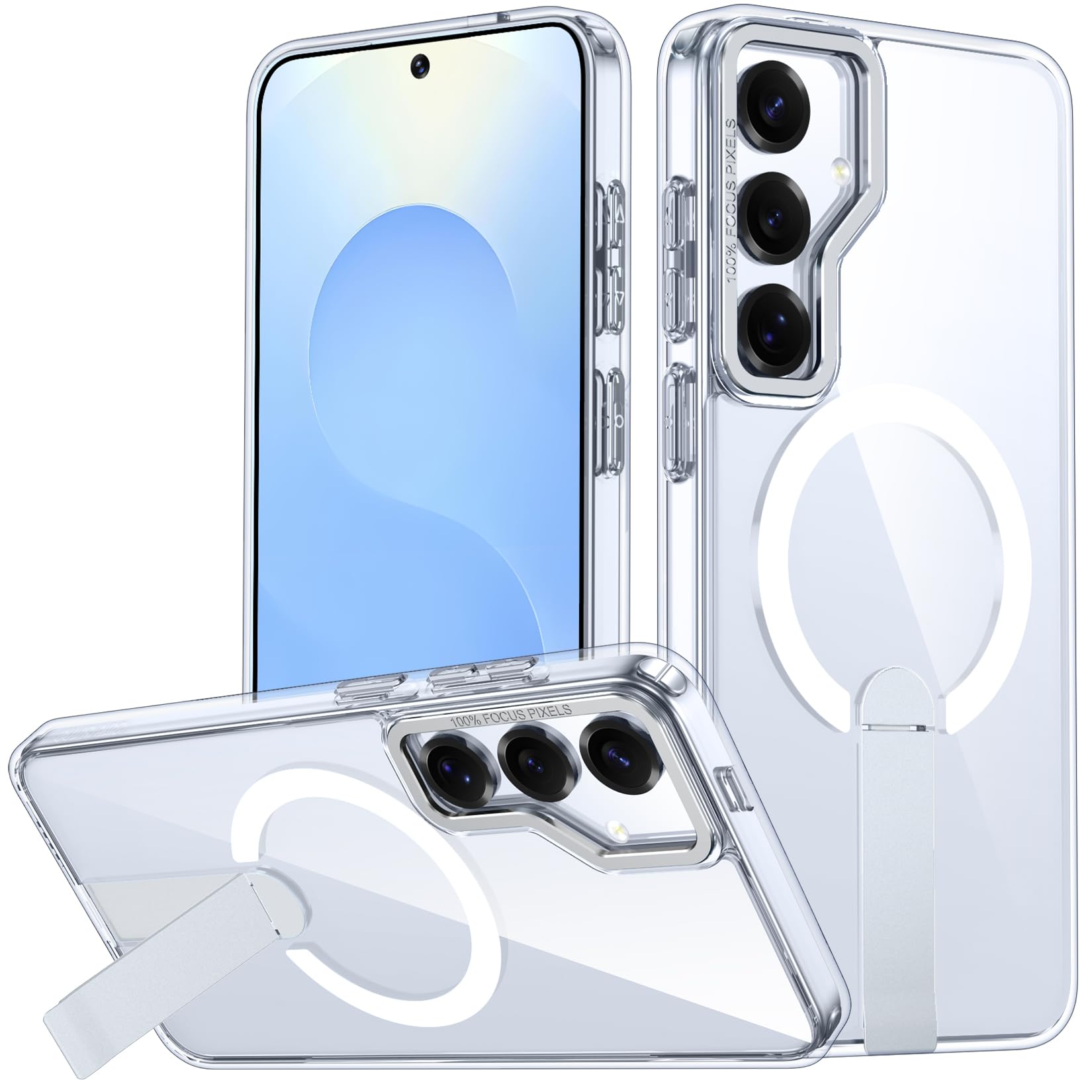 EMMTIPU Galaxy S25+ Plus Case with Stand, Compatible with MagSafe Wireless Charging, [Military Drop Protection] Non-Slip Shockproof Magnetic Phone