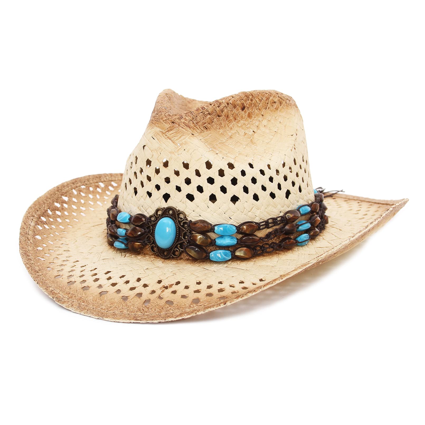 GEMVIE Sombrero Cowboy Sombrero de Panamá Sombreros de Paja Sombrero de Verano Sombrero de Playa Fedora Sombrero de ala Ancha Sombrero de Paja UPF 50+