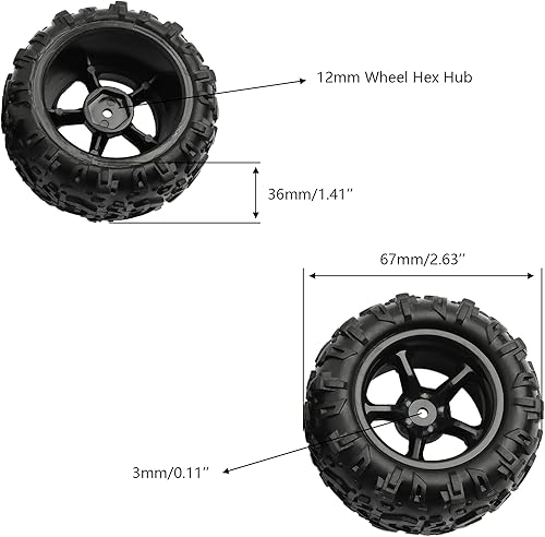 Miniatura 5 de GDOOL 118 9300 RC Neumáticos Juego de ruedas PX9300-21 Accesorios Piezas de repuesto para 118 9300 9304 Camiones 300E 302E RC sin escobillas (2