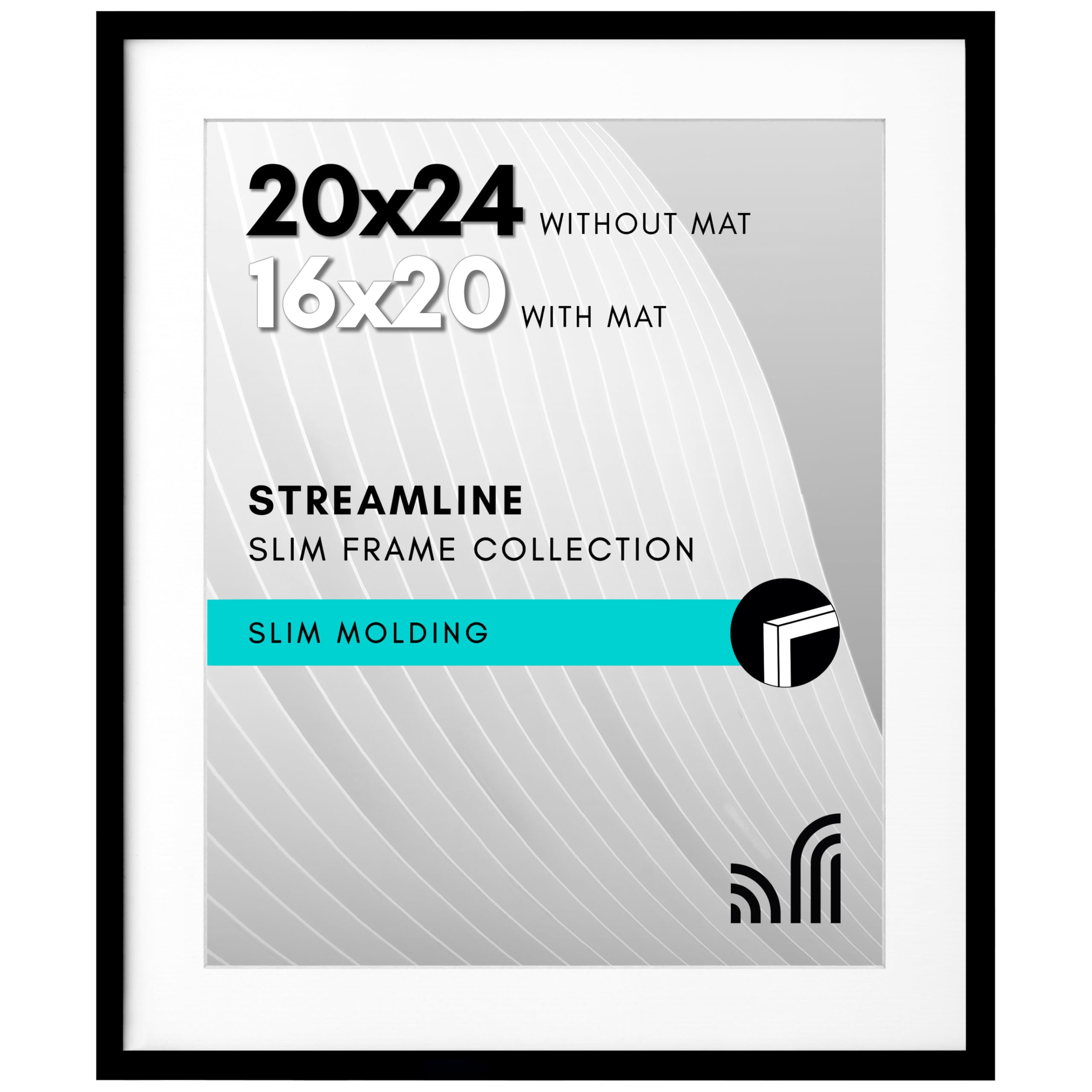 Americanflat 20x24 Picture Frame in Black - Use as 16x20 Picture Frame with Mat or 20x24 Frame Without Mat - Thin Border Photo Frame with Plexiglass Cover - Vertical or Horizontal Wall Display