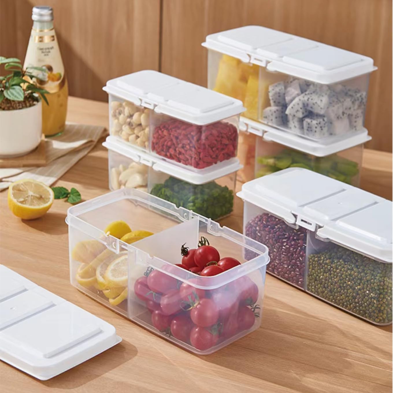 Stysol Airtight Transparent Lock Food Storage 2 Section Kitchen Container for Grocery Fridge Storage Box Space Saver Air Tight, PET Plastic Container for Grocery (B0CK51WT5C) Amazon Price History, Amazon Price Tracker