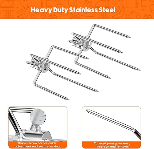 Miniatura 4 de Skyflame Tenedores para carne asador de acero inoxidable resistente, se adapta a varillas hexagonales de 12 pulgadas y 38 pulgadas y barras de