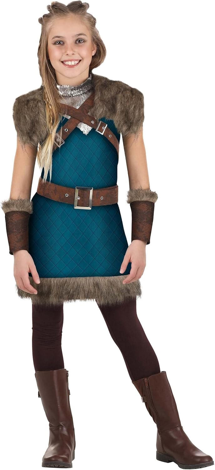 Kid's Valhalla Viking Costume for Girls, For Halloween or Renaissance Dress Up Party