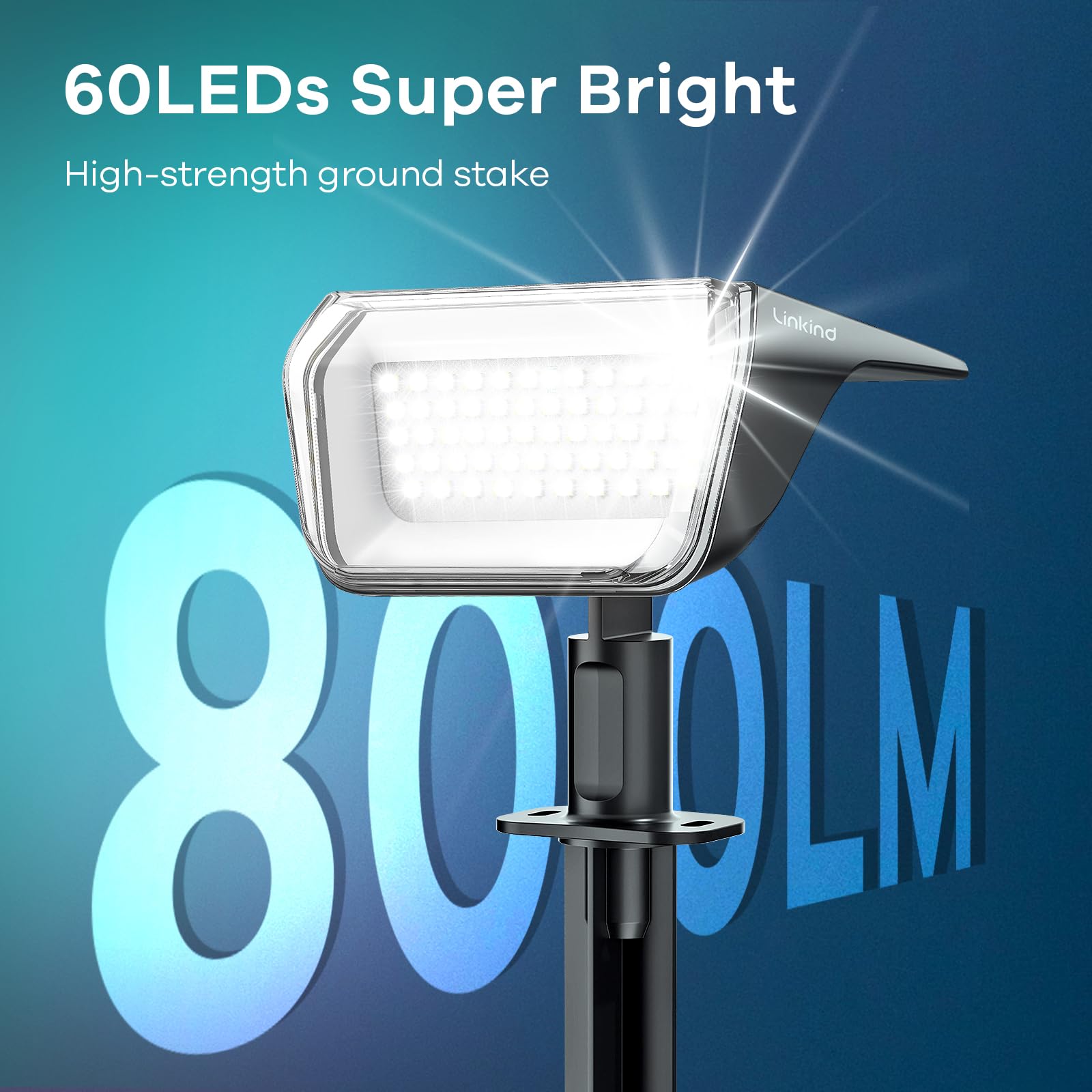 Linkind Solar Garden Spotlights,Extra-Long Illumination Time Solar Outdoor Lights,800lm, 6500K Daylight - Image 4