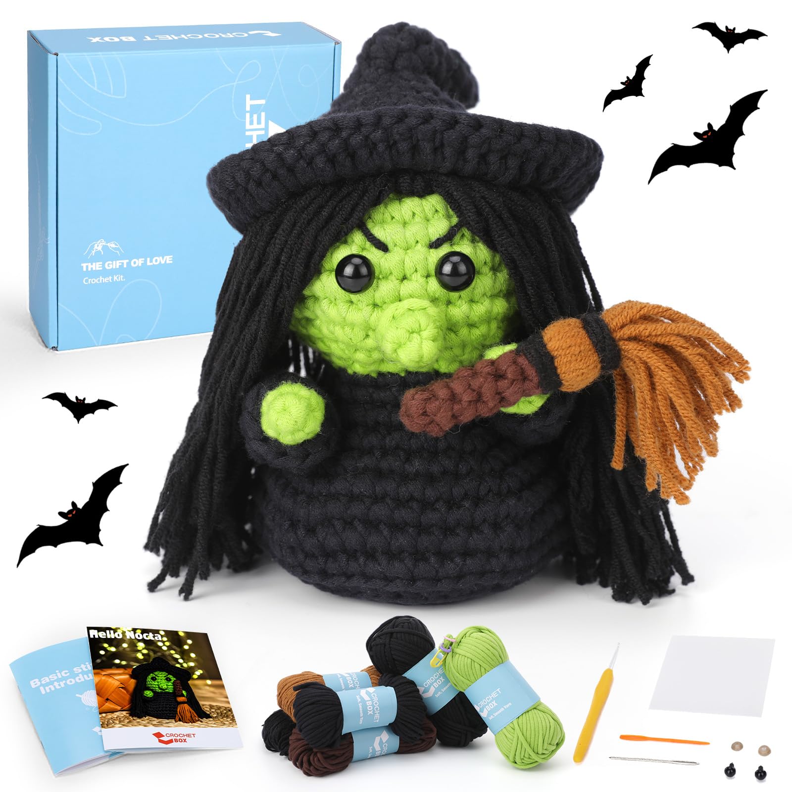CROCHET BOX Crochet Kits for Beginners Adults, Witch Set