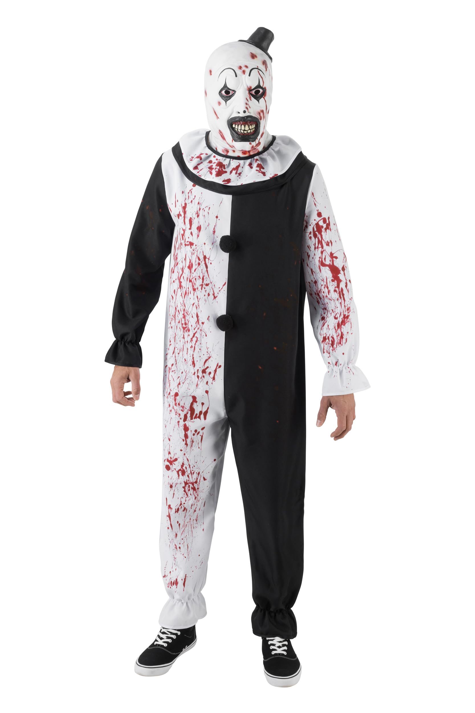 Chaks - kombinezon klauna Art, kombinezon klauna, kostium horrorowy | Oficjalny strój Terrifier, czarno-biały, kombinezon klauna, strój cosplayowy na Halloween i karnawał
