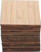 Vista 10 de EXCEART Hojas de madera para manualidades sin terminar, piezas de madera, rebanadas de madera de bambú en blanco, recortes cuadrados de madera