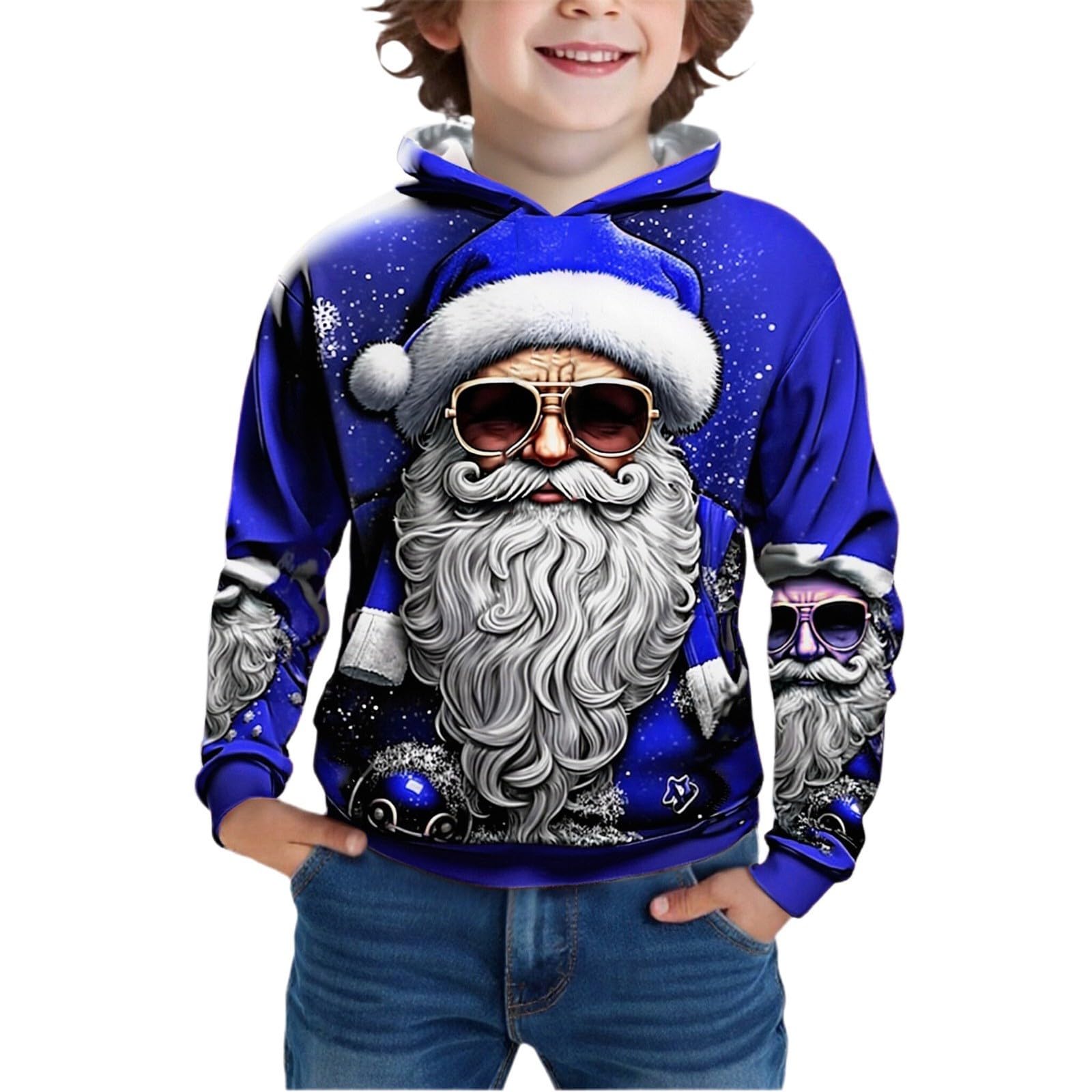 Sweat à capuche de Noël garçon pull festif doublé en polaire