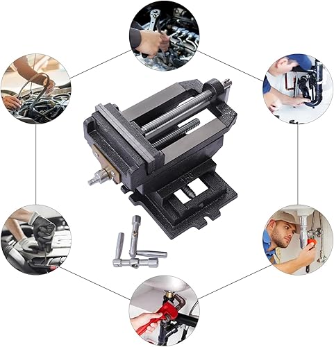 Miniatura 2 de Prensa de taladro de tornillo de banco cruzado de 6 pulgadas, prensa de fresado de banco negro, herramienta de sujeción para soporte de tornillo de