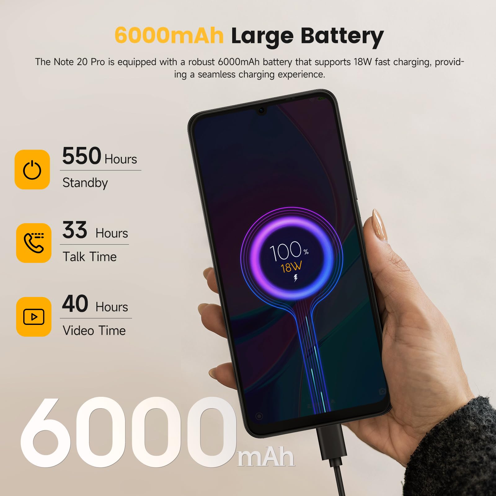 Ulefone Note 20 Pro Smartphone Android 14(2024), Octa-Core, 8GB + 256GB, 6.75" HD+/90Hz, Batteria 6000mAh/18W, 4G Telefono Cellulare 50MP, Cellulari Dual SIM/Fingerprint/Face ID/OTG/2 anni di garanzia