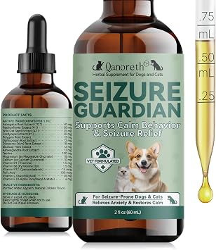Seizure Guardian for Dogs and Cats Helps Manage Seizure Symptoms, Helps Calm the Nervous System & Ease Twitching/Restlessness, Natural Herbal Formula with Passionflower & Ashwagandha & More, 2 Fl Oz