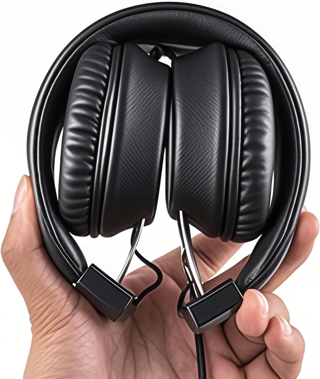 Olyre Kids Wired Foldable Headphones, Children Headset, Mic, Boys, Girls | Black; Headphones with cord for teens; Adjustable headband; Lightweight; Stereo sound; Portable; Durable; Comfortable