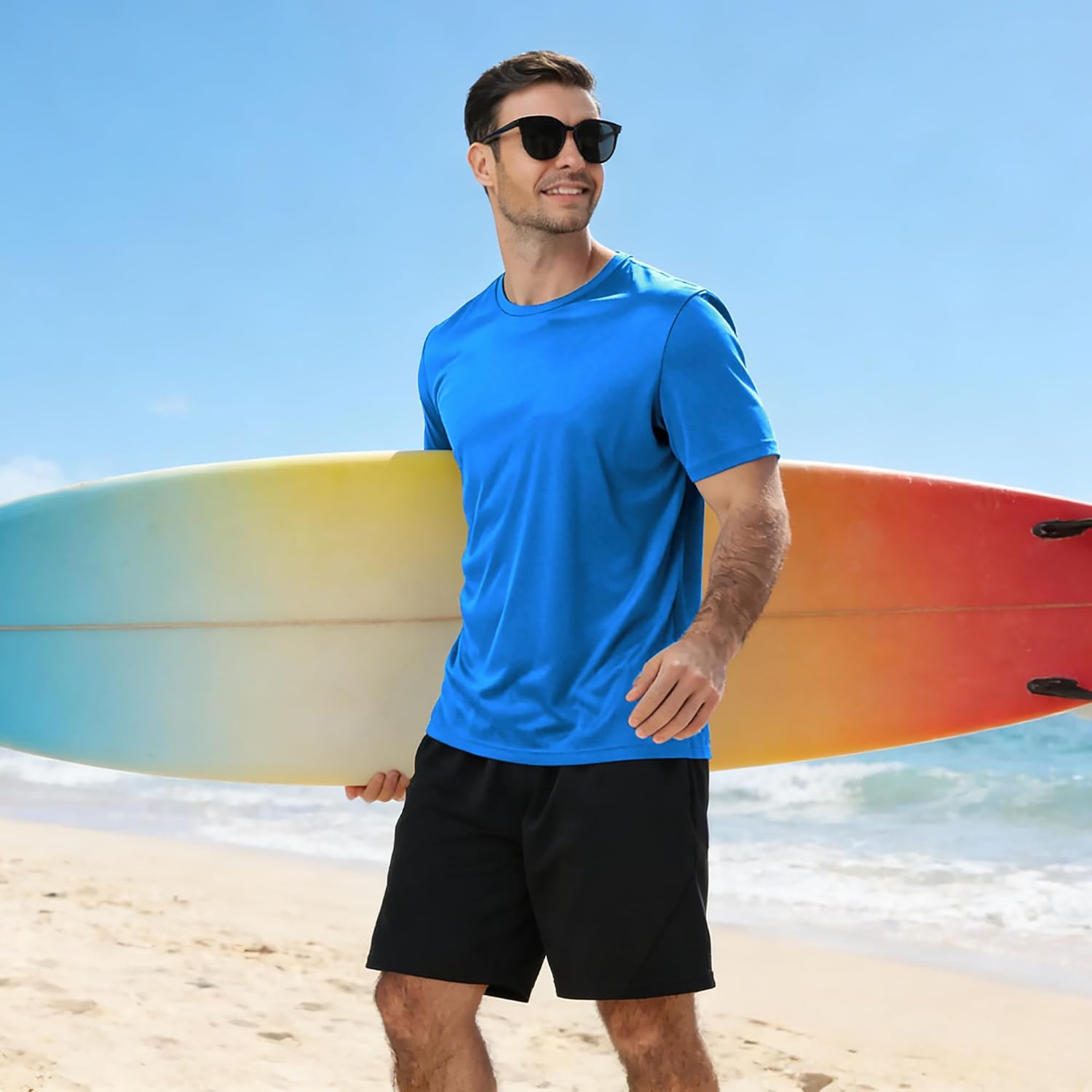 3 Pack Mens Swim Shirt Rash Guard Workout Shirts UPF 50+ Short Sleeve Fast Dry Sun Protection Lightweight Water Shirt - Image 2