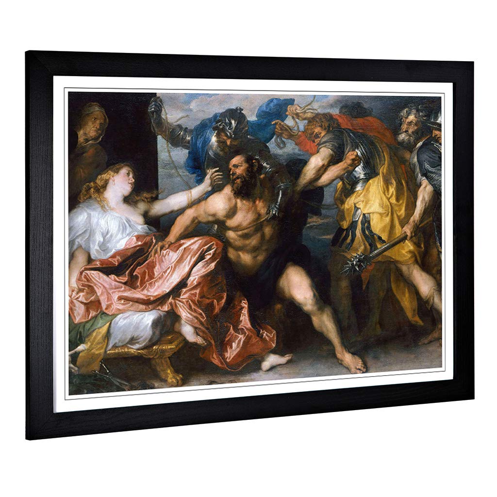 Big Box Art Framed Print of Anthony Van Dyck The Taking of Samson Design | Wall Art Picture | Home Decor for Kitchen, Living Room, Bedroom, Hallway, Black, A2 / 24.5x18 Inch / 62x45cm