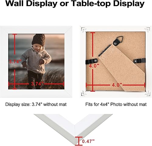 Vista 147 de KINLINK Juego de 4 portarretratos de 12 x 12 pulgadas, cuadrados de madera mate de 8 x 8 pulgadas con plexiglás para 8 x 8 pulgadas con paspartú