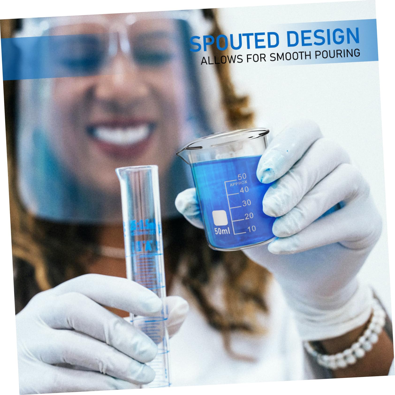 Alipis Vasos de Vidrio Set de 20 para Laboratorio Capacidad de 50 Ml Medición Precisa y Uso Versátil, Cristalería Simple y Elegante para Experimentos Científicos