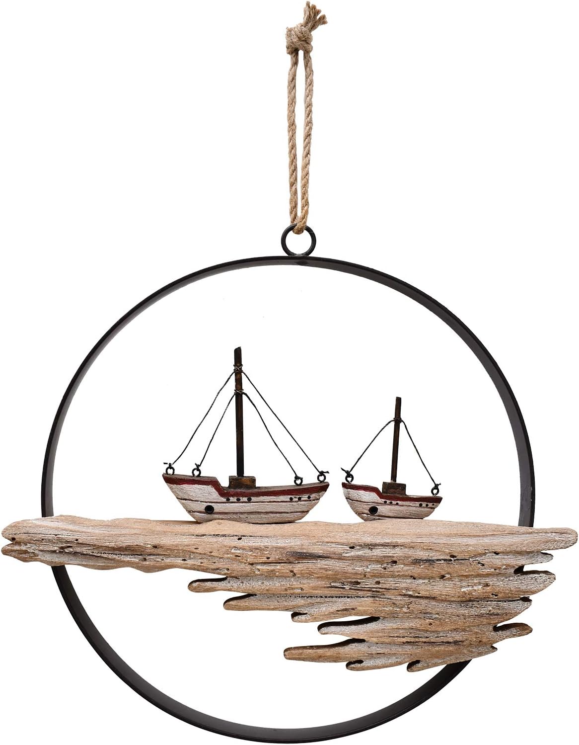 Waroom Home,Rustic Wood Boat Decor Hanging Nautical Wall Decor, Wooden Boat Nautical Decor Beach Themed Decoration Coastal Decor Wall Art Decoration for Home Mediterranean Decor (Wood Color Boat)